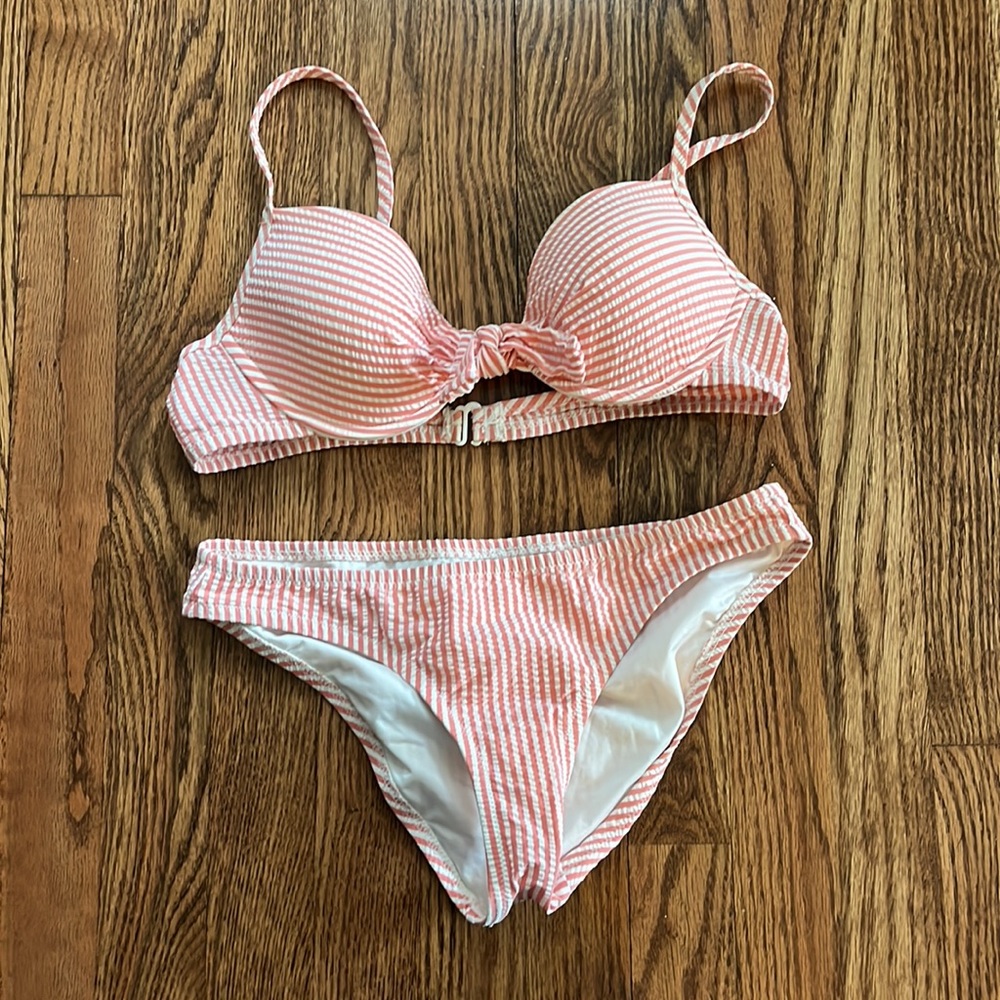 J.crew seersucker bathing suit XS